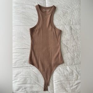 Abercrombie , S, soft rib racerback bodysuit in tan. New, never worn